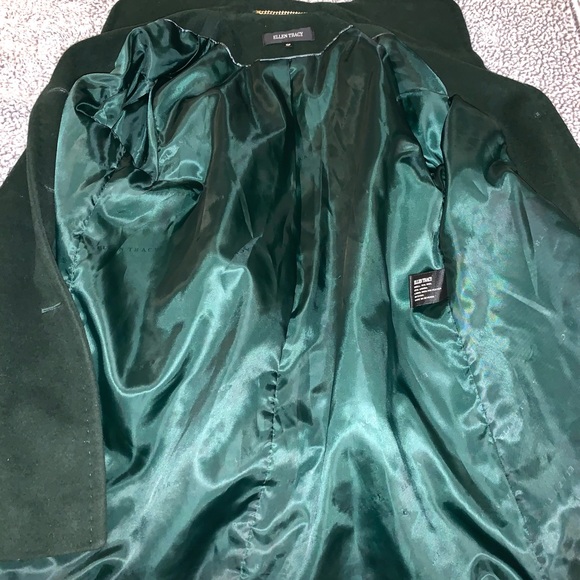 Ellen Tracy Angora Wool Pea Coat Emerald Green Womens Size 10 Petite - Picture 6 of 9